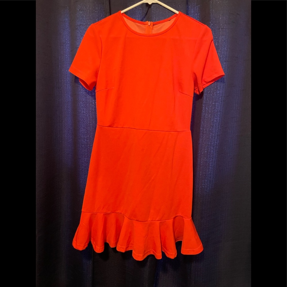 Romwe Women's Short Sleeve Casual Ruffle Hem A-line Mini Swing Dress